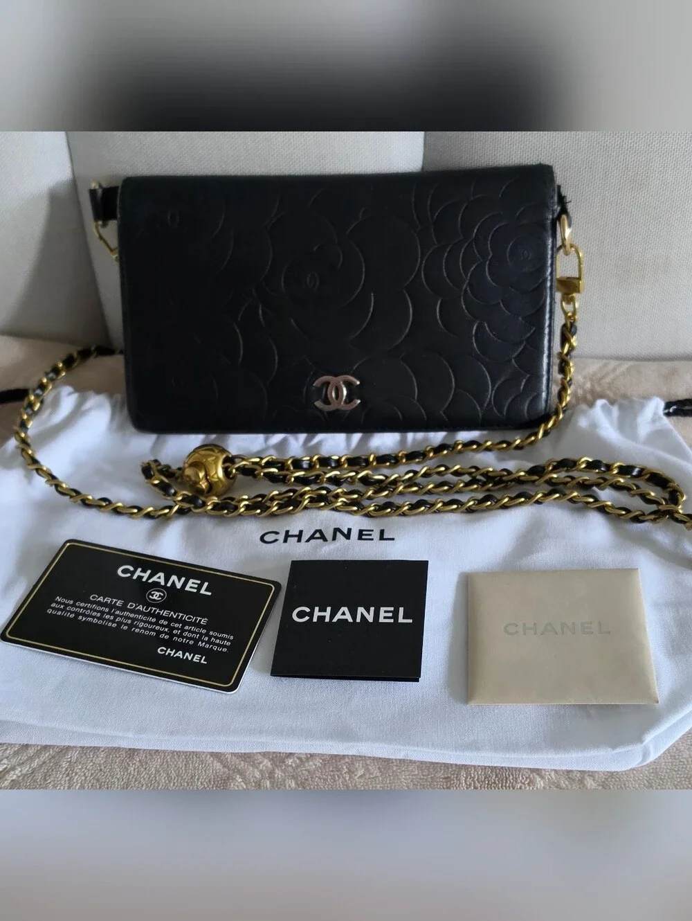 Authentic Chanel Long Clutch/Wallet Black Leather